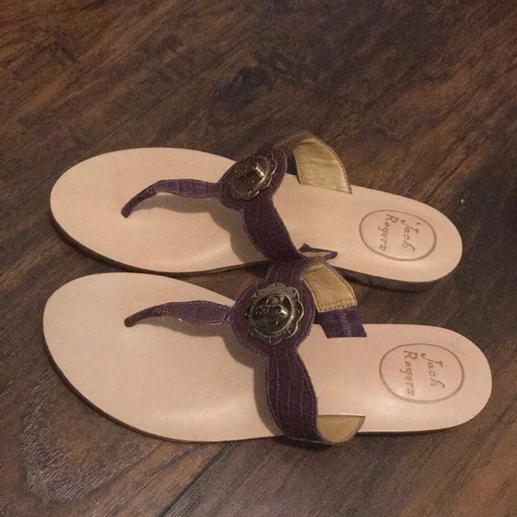 NEW Jack Rogers Purple Croc Sandals Sz 7.5 - Picture 2 of 3